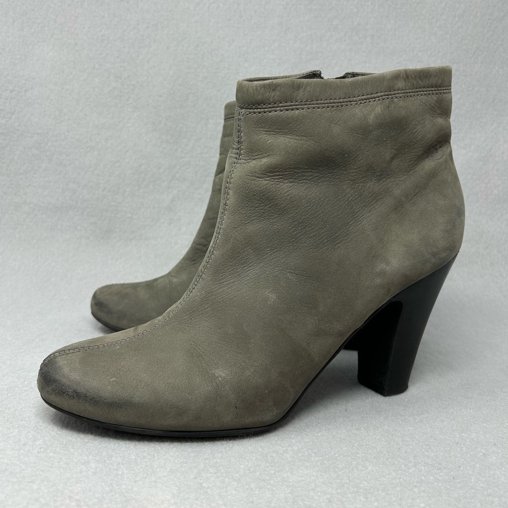 Bronx Gray Leather Heeled Ankle Boots, Women’s Size EU 39